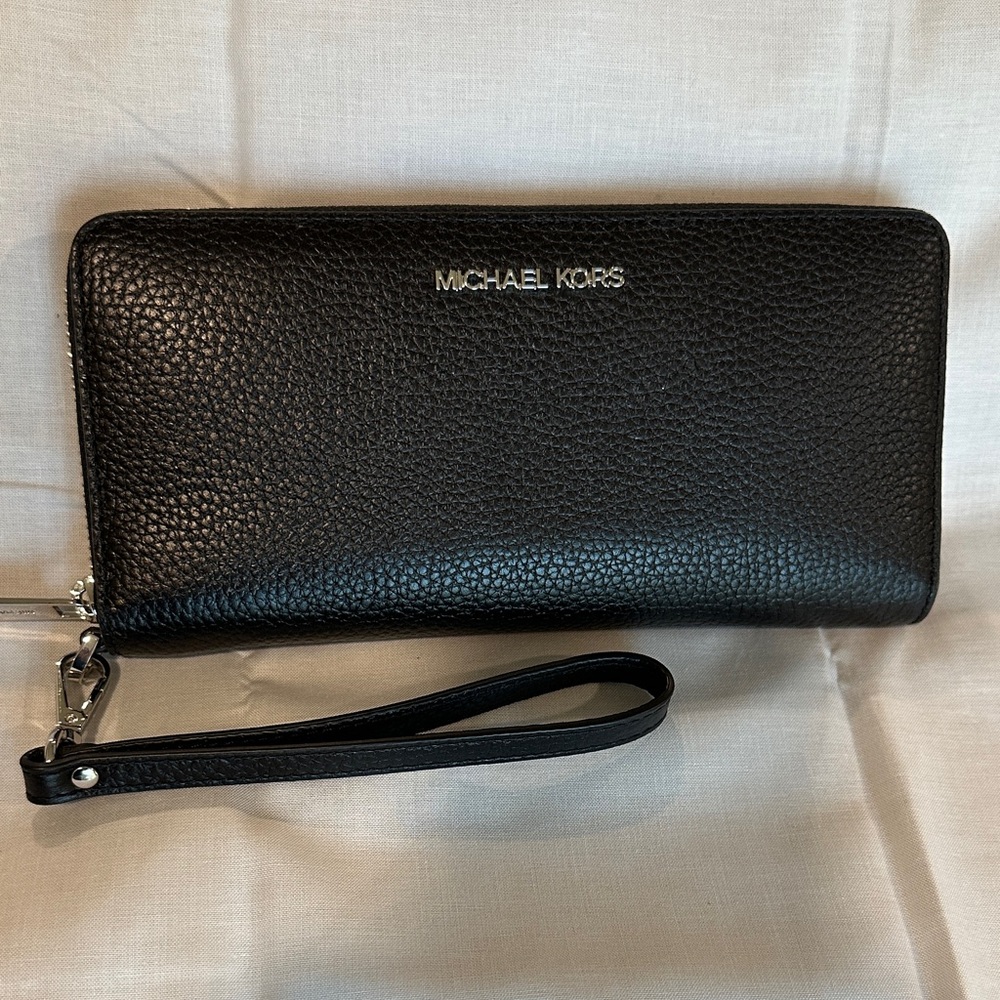 Michael Kors Black Pebbled Leather Wristlet